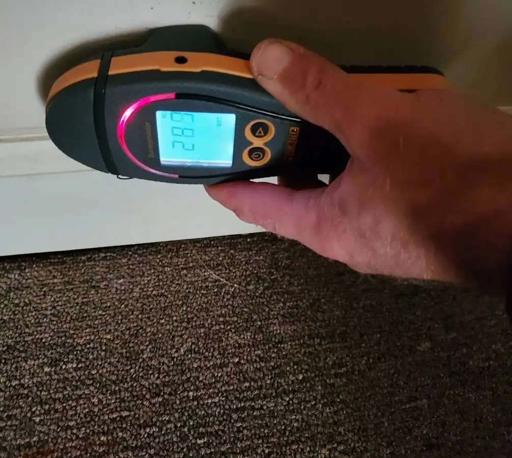 Moisture detection at baseboard during Burst Pipe Cleanup in Kailua-Kona